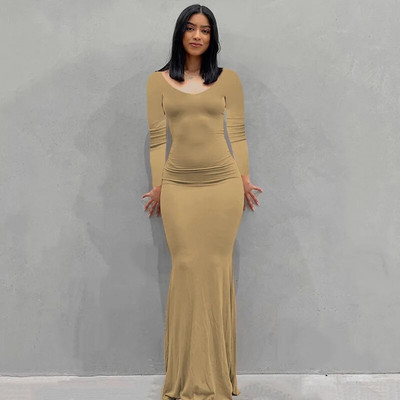 2023. aasta suve naiste seksikas spagetirihm, must skims pikk kleit Y2k varrukateta soliidne kõhn Bodycon Trompet Maxi kleidid Vestidos