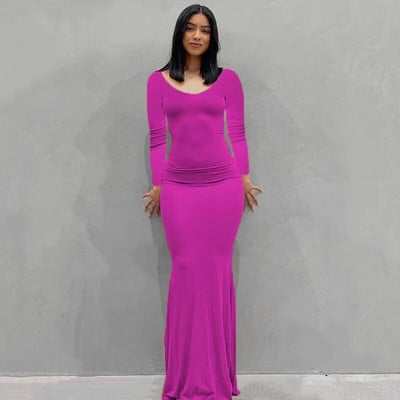 2023. aasta suve naiste seksikas spagetirihm, must skims pikk kleit Y2k varrukateta soliidne kõhn Bodycon Trompet Maxi kleidid Vestidos