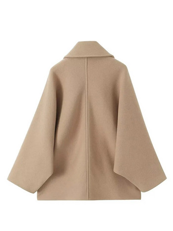 Χειμερινό μονό στήθος γυναικείο παλτό Φθινοπωρινό μακρυμάνικο πέτο Γυναικείο χακί καπιτονέ μπουφάν Κομψό φαρδύ με κουμπιά τσέπης