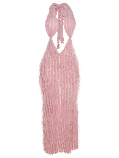 Kliou Solid Elegantiška apynasrinė, didoka suknelė moterims, glausta, seksuali iškirptė, giliu V formos iškirpte be nugaros, liesas chalatas.