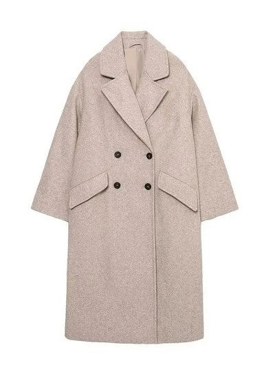 KONDALA Moterų rudens žiemos stori ilgi paltai Vintage V kaklelis ilgomis rankovėmis kišenės Striukės mados 2023 m. Elegantiški moteriški paltai