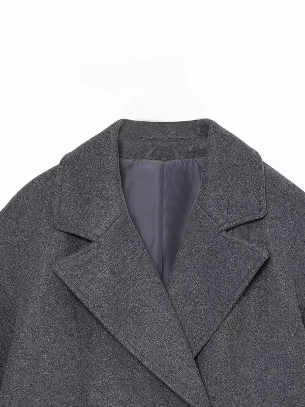 KONDALA Moterų rudens žiemos stori ilgi paltai Vintage V kaklelis ilgomis rankovėmis kišenės Striukės mados 2023 m. Elegantiški moteriški paltai