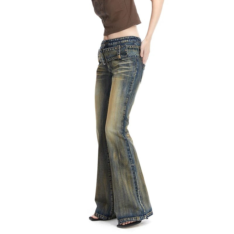 Μπλε γυναικεία τζιν Αμερικανική ψηλόμεση μόδα Hip hop Vintage Streetwear Y2K Chic φαρδύ τζιν Γυναικείο παντελόνι φαρδύ τζιν παντελόνι