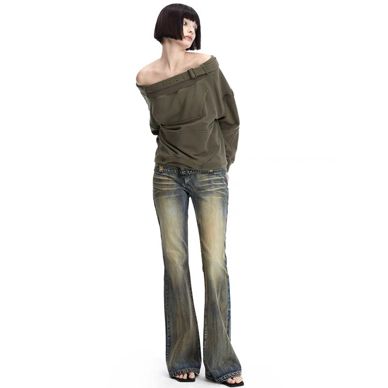 Μπλε γυναικεία τζιν Αμερικανική ψηλόμεση μόδα Hip hop Vintage Streetwear Y2K Chic φαρδύ τζιν Γυναικείο παντελόνι φαρδύ τζιν παντελόνι