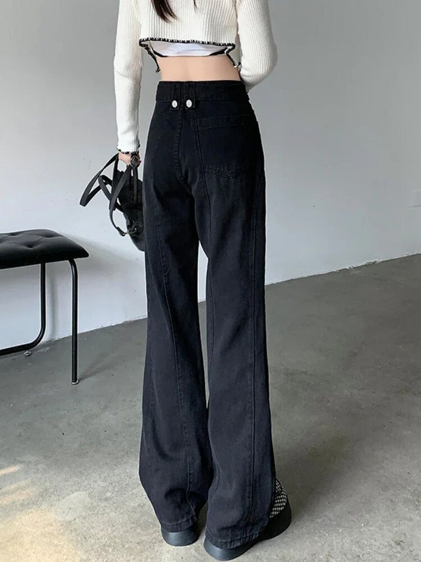 Teksad Naised Solid Kõik sobivad Vintage Retro Nostalgiline Kevadine Ameerika stiilis Vaba aeg Puhkuse Tänavarõivad Lihtsate nööpidega mood Denim