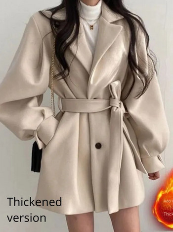 Γυναικείο κοντό μάλλινο παλτό 2022 Νέο φθινόπωρο χειμώνα Δωρεάν αποστολή Βαρύ μάλλινο παλτό Casual στυλ Hepburn Μοντέρνο και απλό τοπ