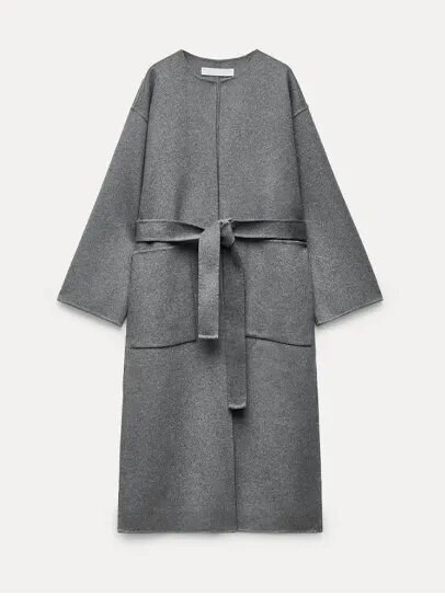 Reväärkrae, pikkade varrukatega naiste pikk mantel salliga Kahekordse rinnaga ülisuur lahtine naiste mantel 2023 šikk sügistalvine topp