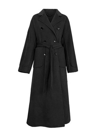 Jmprs Χειμερινό μάλλινο μακρύ παλτό Casual Γυναικείο μπουφάν από ψεύτικο μαλλί με διπλό στήθος Φθινοπωρινή μόδα Κορεάτικα γυναικεία μαύρα ρούχα Νέα