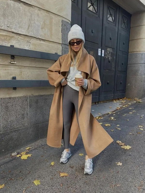 Vilnos mišinių ilgas paltas Moteriškas solidus kardiganas 2023 m. rudens ilgomis rankovėmis moteriški viršutiniai viršutiniai drabužiai