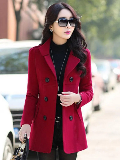 Fitaylor naujas rudens žieminis vilnonis paltas moteriškas plonas dvieilis vidutinio ilgio vilnos mišinio šiltas moteriškas paltas