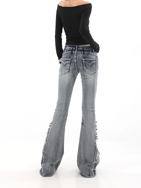 Moodsad sinised teksapüksid Naiste High Street õhukesed püksid Naiste lihtsad Gyaru teksad Täispikad tänavarõivad Y2K Vintage