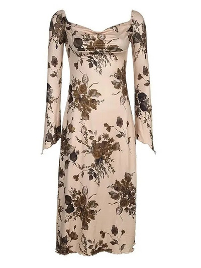 Rockmore Y2K Vintažinė vakarėlio ilga suknelė Grunge Fairycore Print Maxi Suknelės Elegantiškos paplūdimio stiliaus Moteriški drabužiai be nugaros