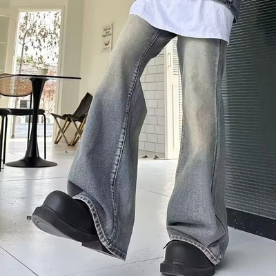 „Deeptown Vintage Y2k Flare“ džinsai, moteriški rudeniniai „Grunge“ džinsiniai kelnės Korėjietiškos mados „Blogdies Streetwear“ 90-ųjų estetika