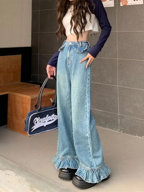S-4XL platėjantys džinsai, moteriški, skalbti senoviniai Harajuku gatvės drabužiai viso ilgio, švelnūs aukštu juosmeniu Retro džinsinės kelnės Джинсы Mujer