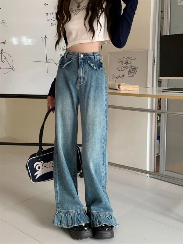 S-4XL platėjantys džinsai, moteriški, skalbti senoviniai Harajuku gatvės drabužiai viso ilgio, švelnūs aukštu juosmeniu Retro džinsinės kelnės Джинсы Mujer