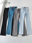 MiuKoMiYa Streetwear Flared Teksad Naiste kõrge vöökohaga teksapüksid naistele 2023 INS täispikad õhukesed teksad naistele vabaaja