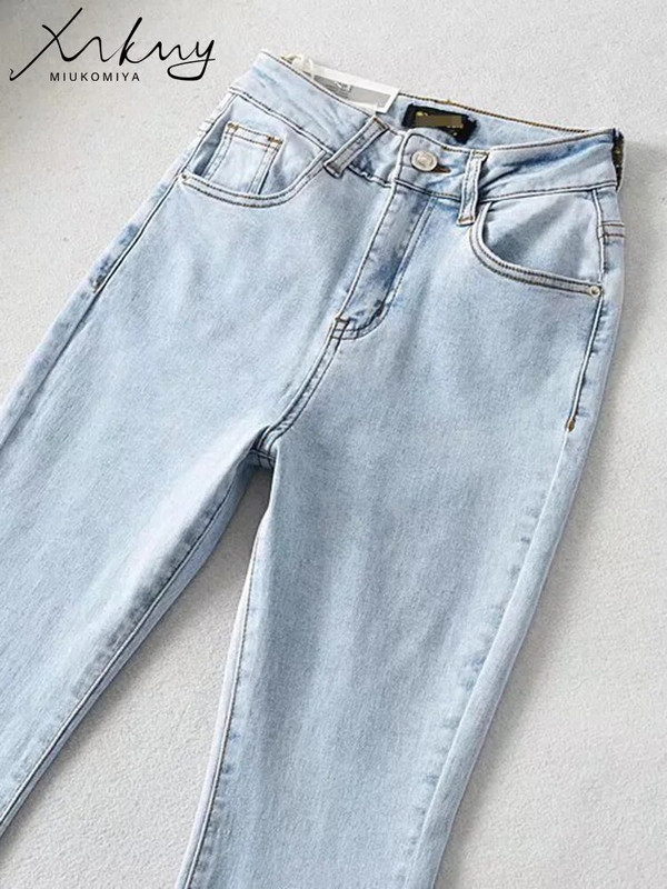 MiuKoMiYa Streetwear Flared Teksad Naiste kõrge vöökohaga teksapüksid naistele 2023 INS täispikad õhukesed teksad naistele vabaaja