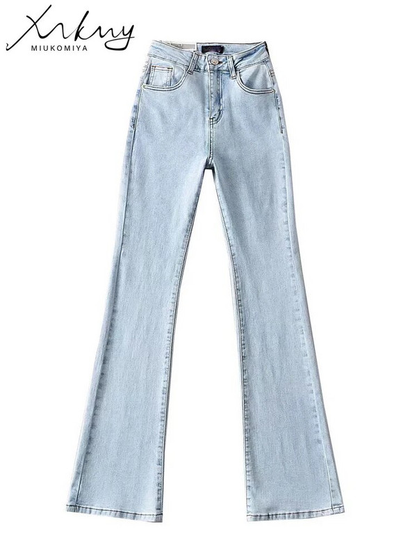 MiuKoMiYa Streetwear Flared Teksad Naiste kõrge vöökohaga teksapüksid naistele 2023 INS täispikad õhukesed teksad naistele vabaaja