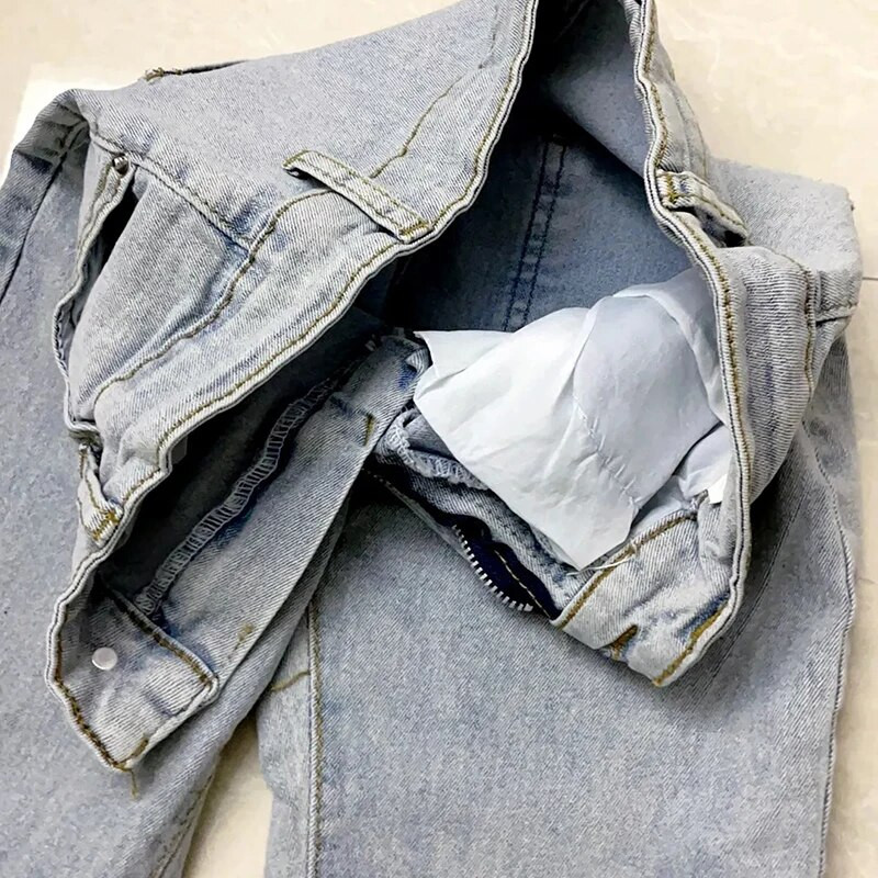 Vienspalvės klasikinės aukšto juosmens plonos tamprios džinsinės kelnės pavasario rudeniniai ploni džinsai korėjietiškos mados gatvės drabužiai platėjantys džinsai