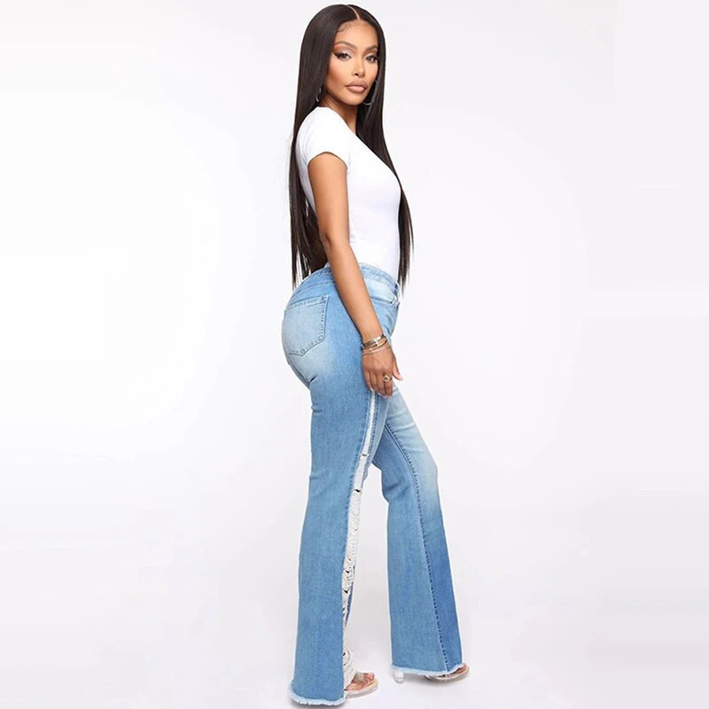 Vasarą plėšyti džinsai, moteriški 2023 m. Seksualūs kutai, sunerimę aukštu juosmeniu, platėjantys džinsai, moteriški, laisvalaikio džinsai, apatinės kelnės, kelnės gatvės drabužiai