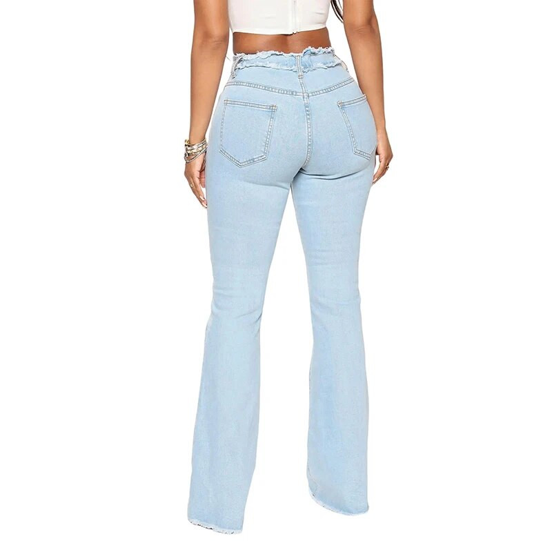 2023. Rastezljive traperice Ženske vintage modne široke traperice visokog struka Ženske uske uske hlače na zvono na zvonastu odjeću Wash Denim hlače