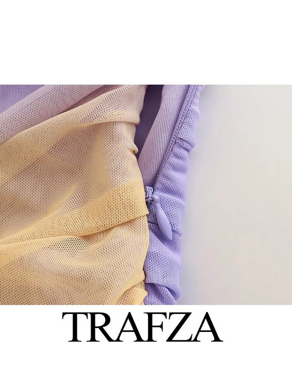 TRAFZA Woman Suvi 2023 Kleit Moodne Drapeeritud Seksikas Olkaimeta Kleit Naiste Kattega õhukesed Minikleidid Peo-õhtukleit Mujer