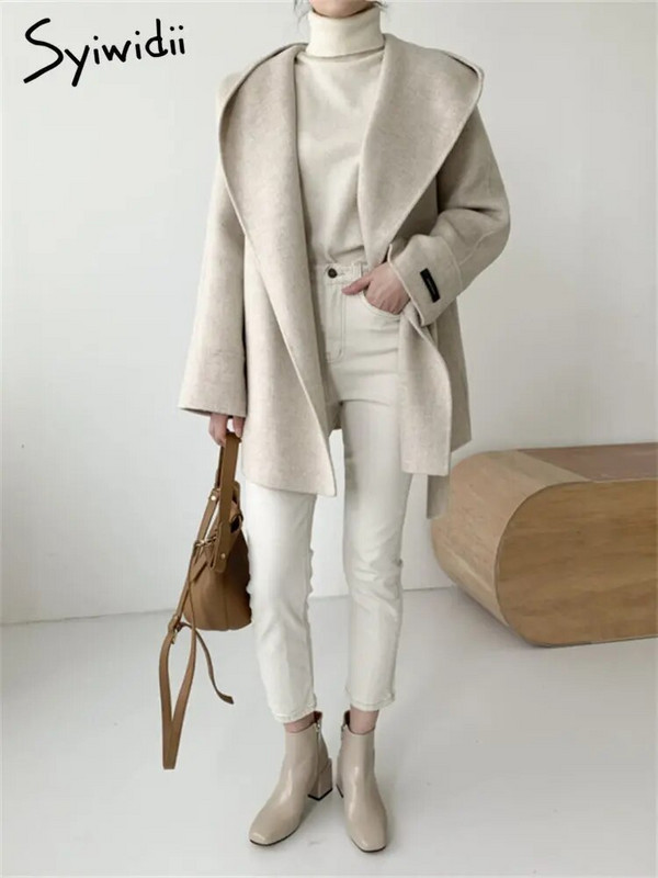 Syiwidii villasegudest jope naistele 2023. aasta pitskattega kapuutsiga naiste jope, vana vabaaja Korea moe keskpikk, soojad ülerõivad