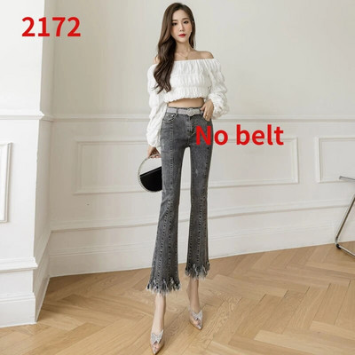 Moodsad kõrge vöökohaga karusnahaga voodriga teksad Naiste vabaaja tänavarõivad Lim-Fit küünepärlitega teksariiete püksid, naiste tüdrukud, vanad kellukesed