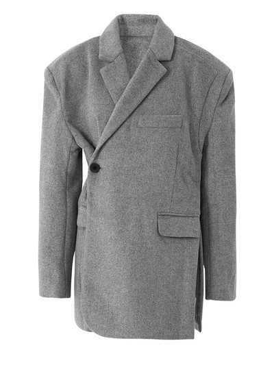 [EAM] Lahti istuv hall, ebaregulaarne, suure suurusega elegantne villane mantel, parkad, uued pikkade varrukatega naiste mood, sügistalv 2023 17A1558H