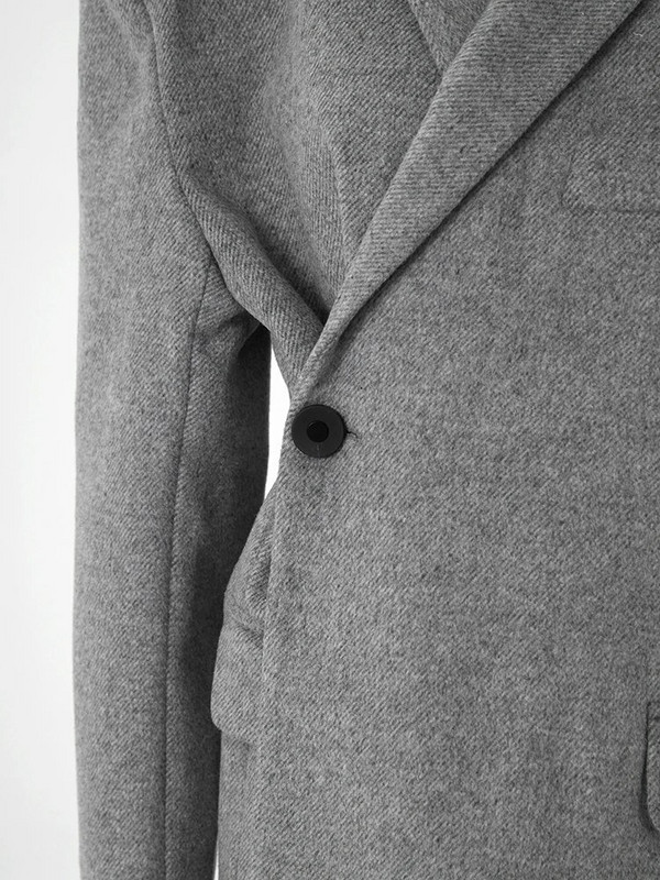 [EAM] Lahti istuv hall, ebaregulaarne, suure suurusega elegantne villane mantel, parkad, uued pikkade varrukatega naiste mood, sügistalv 2023 17A1558H