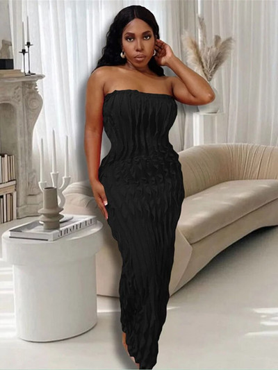 Joskaa Elegantna drapirana crna maksi haljina, ženske seksi rastezljivi ogrtači na jedno rame bez rukava, ljetne klupske haljine za zabavu za ljeto 2023.