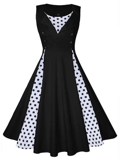 S-5XL Moteriškas chalatas Retro vintažinė suknelė 50-ųjų 60-ųjų Rockabilly Dot Swing Pin Up Vasarinės vakarėlio suknelės Elegantiškos tunika Vestidos Kasdienis