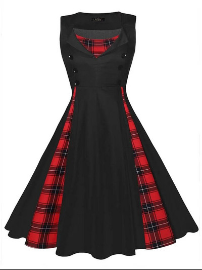 S-5XL Moteriškas chalatas Retro vintažinė suknelė 50-ųjų 60-ųjų Rockabilly Dot Swing Pin Up Vasarinės vakarėlio suknelės Elegantiškos tunika Vestidos Kasdienis