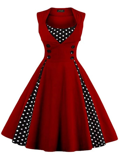 S-5XL Ženski ogrtač Retro Vintage haljina 50-ih 60-ih Rockabilly točkasta swing Pin up ljetne party haljine Elegantna tunika Vestidos Ležerne