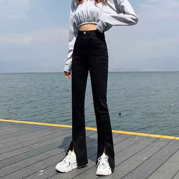 GUUZYUVIZ Black Loose Split Mom Jeans Женски дънкови панталони Дънки с висока талия Дамски панталони Jean Taille Haute Femme