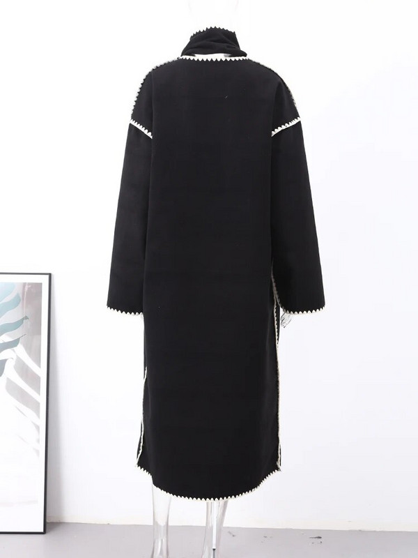 Modni vuneni topli dugi kaputi s vezom za žene sa šalom Jesenski kaputi s džepovima Ženska elegantna ženska gornja odjeća u stilu Lady Chic