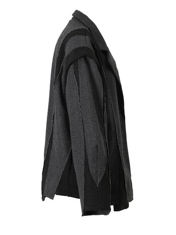 [EAM] Γκρι μπλοκ χρώματος Burr Ακανόνιστο μεγάλο μέγεθος μάλλινο παλτό Parkas Νέο μακρυμάνικο γυναικεία μόδα Φθινόπωρο Χειμώνας 2023 1DF039102