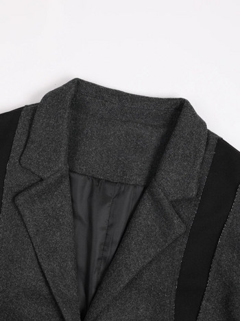 [EAM] Γκρι μπλοκ χρώματος Burr Ακανόνιστο μεγάλο μέγεθος μάλλινο παλτό Parkas Νέο μακρυμάνικο γυναικεία μόδα Φθινόπωρο Χειμώνας 2023 1DF039102