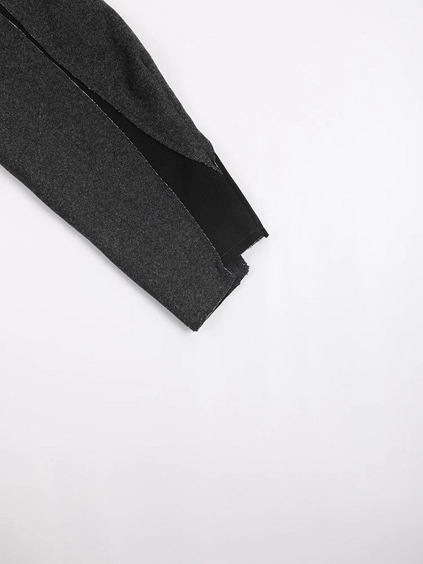 [EAM] Hall värv-plokk Burr Ebaregulaarne, suur villane mantel Parkid, uued pikkade varrukatega naiste mood Sügis-talv 2023 1DF039102