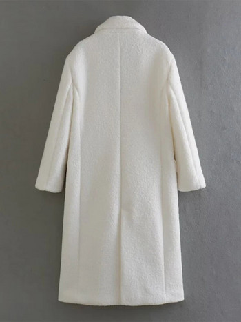 Μόδα χοντρά μείγματα μακρύ παλτό Γυναικεία Κομψά μακρυμάνικα ζεστά παλτό Γυναικεία 2023 Φθινόπωρο Χειμώνας Μονό στήθος Φαρδιά Πανωφόρια Γυναικεία