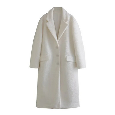 Moodne paksude segudega pikk mantel Naiste elegantsed pikkade varrukatega soojad mantlid naistele 2023. aasta sügistalvine üherealised lahtised naisrõivad