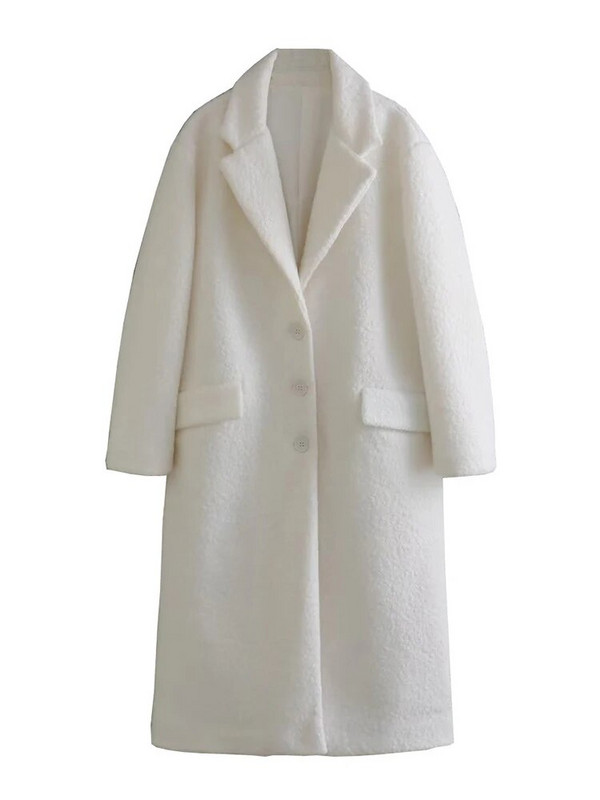 Moodne paksude segudega pikk mantel Naiste elegantsed pikkade varrukatega soojad mantlid naistele 2023. aasta sügistalvine üherealised lahtised naisrõivad