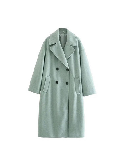 Nlzgmsj TRAF naiste 2023 talvehallid paksud villased mantlid nööbiga lahtiste pikkade varrukatega tasku naiste elegantne pealismantel 202310