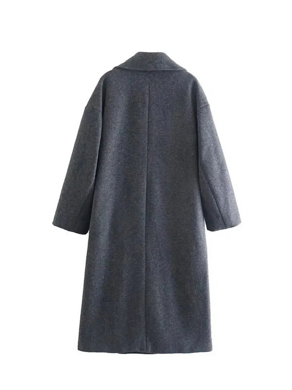 Nlzgmsj TRAF naiste 2023 talvehallid paksud villased mantlid nööbiga lahtiste pikkade varrukatega tasku naiste elegantne pealismantel 202310