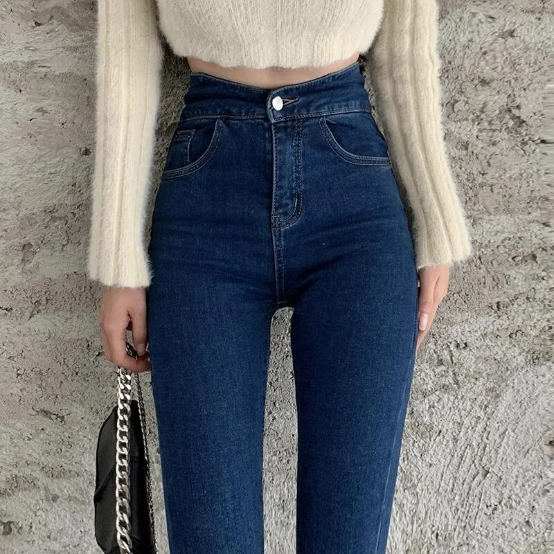 Püksid laienevad püksid naisele Seksikas kõhn Bell Bottom Slim Fit Naiste Teksad Grunge Y2k ZA Suvekontor Lai jalg 90ndad R Flare