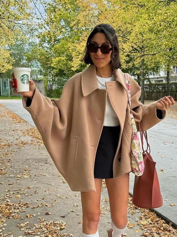 Moodne ülisuur jope naistele talv sügis Elegantne lahtikäiv kraega taskud naiste mantel High Street Paks soe ülerõivas