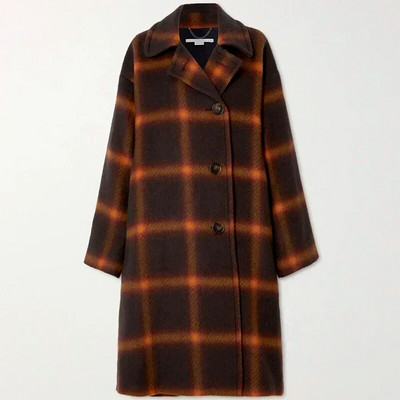 Naiste sügistalv klassikaline üherealine ruuduline pikk mantel Naiste vabaaja mantel Vintage naiste revääriga mantel tänavarõivad