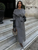 Elegantne pitsvillasegud, pikad mantlid, pikkade varrukatega, kaelaga, naiste mantel 2023. aasta sügistalvine ülerõivad, uus mood