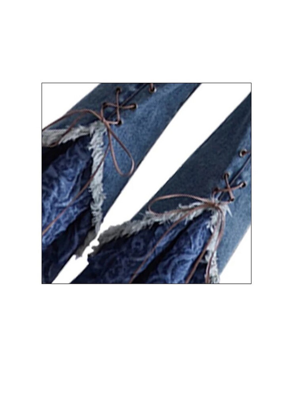 Naiste vintage flare teksad kottis kõrge vöökohaga teksapüksid Harajuku 90ndate retro korea Y2k laiad püksid 2000ndate punkriided