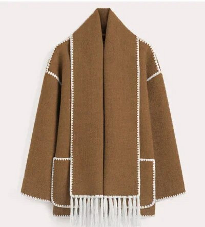 Talvine naiste mantel salliga Triibuline Elegantne üherealine pikkade varrukatega mantel Naiste sügismood Soe daamijoped lahtised